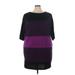 Lane Bryant Casual Dress - Shift Crew Neck 3/4 sleeves: Purple Color Block Dresses - Women's Size 22 Plus