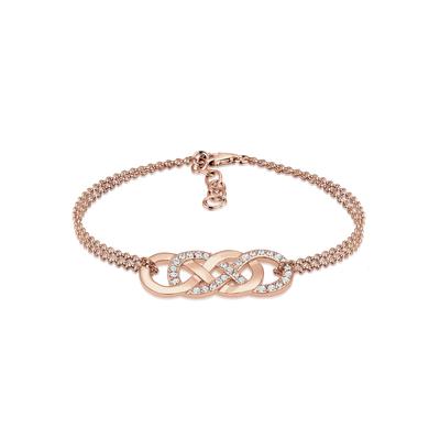 Armband ELLI "Infinity Liebe Kristalle 925 Silber", rosa (rosegold, weiß), Armbänder, Damen, 16cm,mit Steinen, Silber 92