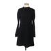 Ann Taylor Casual Dress - Sweater Dress Mock Long sleeves: Black Print Dresses - Women's Size 6