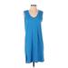 J.Crew Factory Store Casual Dress - Shift Scoop Neck Sleeveless: Blue Print Dresses - Women's Size Small