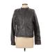 Faux Leather Jacket: Short Brown Print Jackets & Outerwear - Women's Size Large