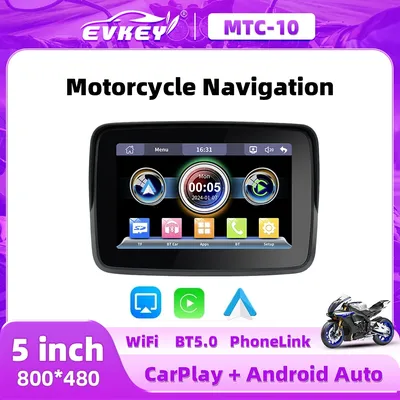 EKVEY-Écran d'affichage Apple Carplay étanche pour moto navigation portable sans fil Android