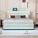 Brayden Studio® Queen Size Bed w/ LED Light Upholstered/Velvet, Polyester in Brown | 44.3 H x 62 W x 81.1 D in | Wayfair