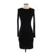 Rachel Zoe Casual Dress - Bodycon Crew Neck Long sleeves: Black Solid Dresses - Women's Size X-Small