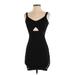 Guess Casual Dress - Bodycon Plunge Sleeveless: Black Print Dresses - Women's Size X-Small