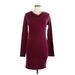 AMERICAN TWIST Los Angeles Casual Dress - Sweater Dress Cowl Neck Long sleeves: Burgundy Print Dresses - New - Women's Size Large