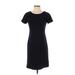 Talbots Casual Dress - Sheath Crew Neck Short sleeves: Black Print Dresses - Women's Size 2 Petite