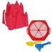 A1 Unlimited Castle Shaped Pail with Handle and Plastic Sifter (RED) with Shovel & Rake Set Summer Beach Party Gift Favor Storage Organizer Basket Bucket Swimming Sand Castle Building Kit