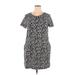 Ellen Tracy Casual Dress - Mini Crew Neck Short sleeves: Gray Leopard Print Dresses - Women's Size X-Large