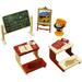 Mini Desk Blackboard Children Toys Plastic Miniature Gift Set Ornaments School Supplies Travel Baby Furniture 4 Sets