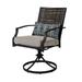 Poli 27 Inch Outdoor Swivel Dining Armchair Set of 2 Wicker Steel Gray- Saltoro Sherpi