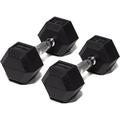 Rubber Encased Hex Dumbbell Hand Weights. Single Dumbbells Or Dumbbell Pairs. 5LB To 100 LB Dumbbell Sets For Strength Workouts