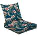 2-Piece Deep Seating Cushion Set Seamless tropical exotic jungle flowers leaves pattern Fabric texture Outdoor Chair Solid Rectangle Patio Cushion Set