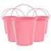 Mini Round Flower Pot Miniature Plants 5 Pcs Small Iron Bucket Outdoor Pots for Succulent The Office Decor Garden Vase Decoration Planters Pink