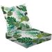 2-Piece Deep Seating Cushion Set amazing botanical pattern only leaves no flowers white tropical trees Outdoor Chair Solid Rectangle Patio Cushion Set