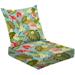 2-Piece Deep Seating Cushion Set Tropical plumeria jungle palms Beautiful fabric pattern tropical Outdoor Chair Solid Rectangle Patio Cushion Set