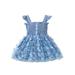 jxxiatang Girl Summer Dress Sleeveless Button Front Butterfly A-line Dress