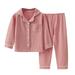 RYRJJ Toddler Baby Girls Boys Button-Down Pajamas Sets Cotton 2PCS PJs Set Long Sleeve Lapel Collar Shirt and Pants Sleepwear for Unisex Kids(Watermelon Red 12 Months)