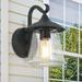 LaLuz Farmhouse Transitional Black 1-Light Outdoor Sconces Glass Metal Wall Lamps - W 6.25 * H 9.8 * E 7.9