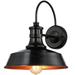 TRUE FINE 1-Light Black Motion Sensor Outdoor Wall Sconce Barn Light - 12-in W