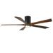 Matthews Fan Company IR5HLK-BK-WA-60 - Irene five-blade flush mount paddle fan in Matte Black finish with 60â€� solid walnut tone blades and integrated LED light kit.