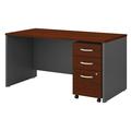 Maykoosh Handmade Home 60W X 30D Office Desk With 3 Drawer Mobile File Cabinet In Mahogany