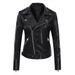 Lovskoo Women Faux Leather Jacket Moto Biker Coat Trendy Jacket Solid Long Sleeve Zipper Pocket Asymmetrical Motorcycle Jacket Standard Outerwear Tops Short Coat Black