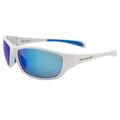 Optic Edge Overdrive Sports & Motorcycle Sunglasses for Men or Women White Frame w/Dielectric Blue Mirror Lens