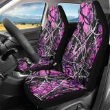 SCRAWLGOD Pink Camo Leaf Print Car Seat Cover Front Seat Only 2pcs Pack for Women Girls Universal Non-Slip Vehicle Cushion Cover Protectors