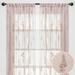 Chanasya Embroidered Dusty Pink Sheer Curtain 2 Panels Set - Botanical Floral Leaf Pattern Textured Drapes with Rod Pocket - for Bedroom Kitchen Window Door Patio 84 Inches Length Curtain - Rose Dust