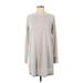 J.Crew Factory Store Casual Dress - Shift Crew Neck Long sleeves: Gray Color Block Dresses - Women's Size Small
