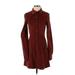 ASOS Casual Dress - Shirtdress Collared Long sleeves: Burgundy Solid Dresses - Women's Size 4 Tall