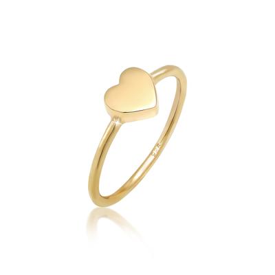 Fingerring ELLI "Herz Liebe Valentinstag Zeitlos 925 Silber" Gr. 56, gold, Fingerringe, Damen, 56mm, ohne Stein, Silber 925 (Sterlingsilber) Image
