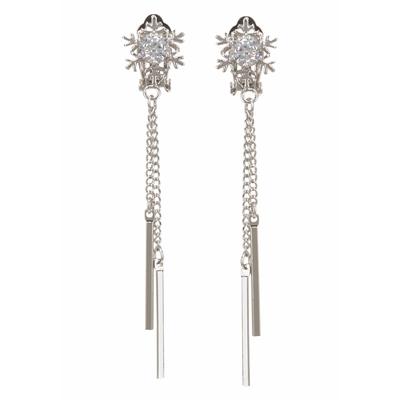 Paar Ohrclips FIRETTI "mit kleiner Schneeflocke", silber (silberfarben, kristallweiß), Ohrringe, Damen, Materialmix, mit Glasstein Image
