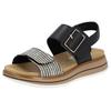Keilsandalette REMONTE "ELLE-Collection", Damen, Gr. 45, beige (schwarz, creme), Leder, Textil, casual, Schuhe, Sommerschuh, Sandale, Komfortschuh mit praktischen Klettverschlüssen