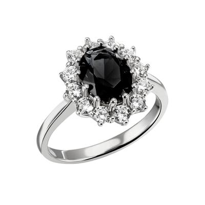 Fingerring FIRETTI "Schmuck Geschenk Silber 925 Silberring Lady D handgefertigt" Gr. 54, schwarz (silberfarben, onyxschwarz, kristallweiß, onyxschwarz, kristallweiß), Fingerringe, Damen, 54, Silber 925 (Sterlingsilber), 2,1mm, mit Glasstein,... Image