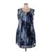 City Chic Casual Dress - A-Line Keyhole Sleeveless: Blue Print Dresses - Women's Size 18 Plus