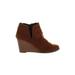 AK Anne Klein Ankle Boots: Brown Solid Shoes - Women's Size 5 1/2 - Round Toe