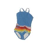 Hanna Andersson One Piece Swimsuit: Blue Jacquard Sporting & Activewear - Kids Girl's Size 90