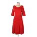 Vince Camuto Cocktail Dress - A-Line Scoop Neck 3/4 sleeves: Red Solid Dresses - Women's Size Large