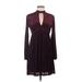 William Rast Casual Dress - A-Line Mock Long sleeves: Burgundy Print Dresses - Women's Size Medium