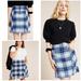 Anthropologie Skirts | Euc Anthropologie Maeve Plaid Tweed Mini Skirt 12 | Color: Blue/White | Size: 12