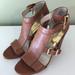 Michael Kors Shoes | Michael Kors Leather Strap Open Toe Block Heels - St14c | Color: Brown | Size: 9.5