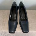 Coach Shoes | Coach Navy Blue Comfort High Heels Square Toe Sz 7 | Color: Blue | Size: 7