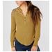 Free People Tops | Free People Women’s Sz M Reed Green Mustard Lace Easy Breezy Henley Top | Color: Yellow | Size: M