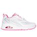 Skechers Girl's Uno - So Wavy Sneaker | Size 2.5 | White/Pink | Synthetic/Textile