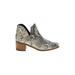 Blondo Ankle Boots: Slip-on Chunky Heel Boho Chic Gray Snake Print Shoes - Women's Size 9 1/2 - Almond Toe