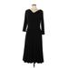 Jones New York Casual Dress - Midi Cowl Neck 3/4 sleeves: Black Print Dresses - Women's Size 10