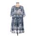 ASOS Casual Dress - Mini Scoop Neck 3/4 sleeves: Blue Plaid Dresses - Women's Size 8