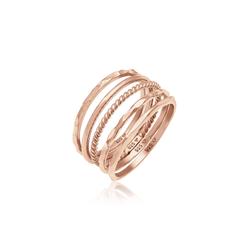 Ring-Set ELLI "Stapelring Stacking Boho Set (5 tlg.) 925 Sterling Silber" Gr. 66, rosa (rosegold), Fingerringe, Damen, 66mm, ohne Stein, Silber 925 (Sterlingsilber)